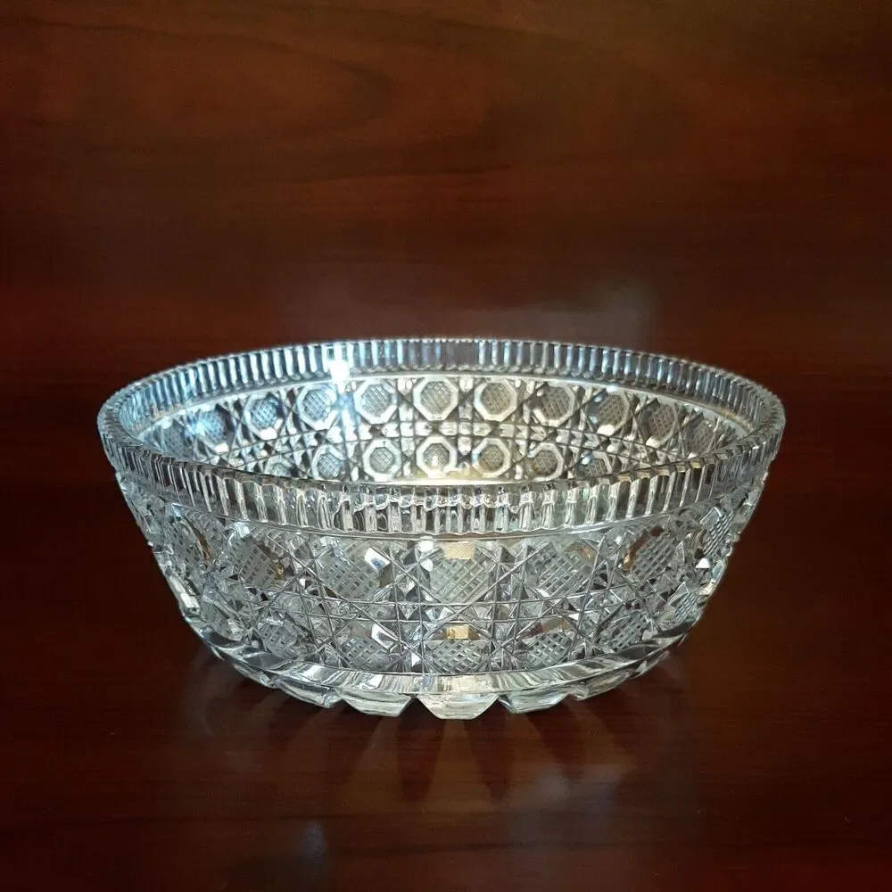 Vintage Clear Glass Serving Bowl Pressed Textured Candy Dish